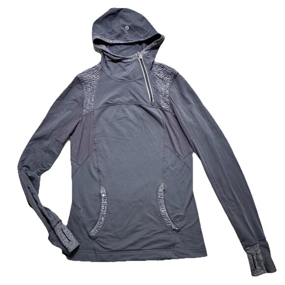 Lululemon Run for It Pullover Heathered Deep Coal Sweatshirt Jacket Womens 6 - Picture 1 of 7